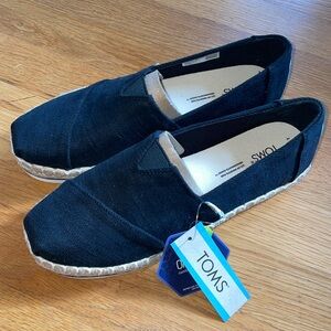 TOMS Women's Alpargata Platform Rope Espadrille Slip-Ons Black 7 NWT